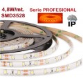 Tira LED 5 mts Flexible 24W 300 Led SMD 3528 IP65 Ambar, serie Profesional
